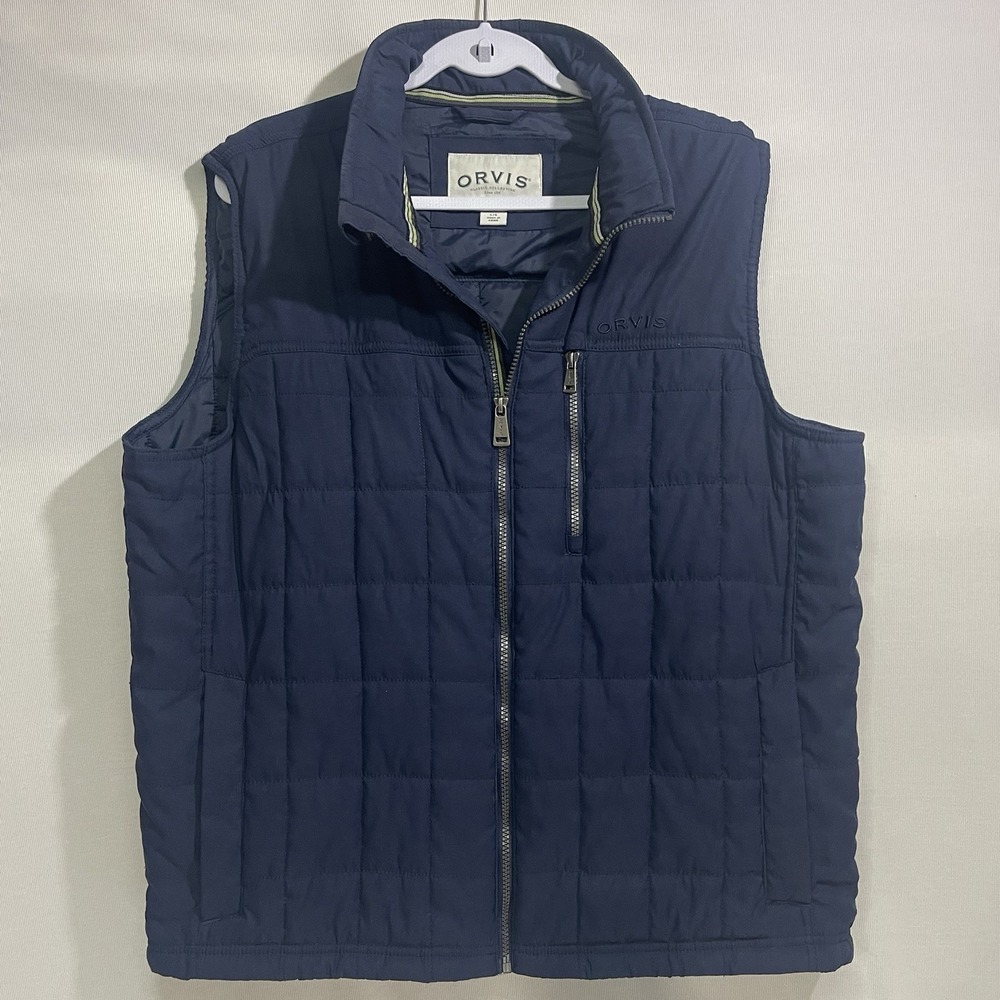Orvis - "Classic Collection" Full Zip Blue Quilted Insulated Vest Mens Large